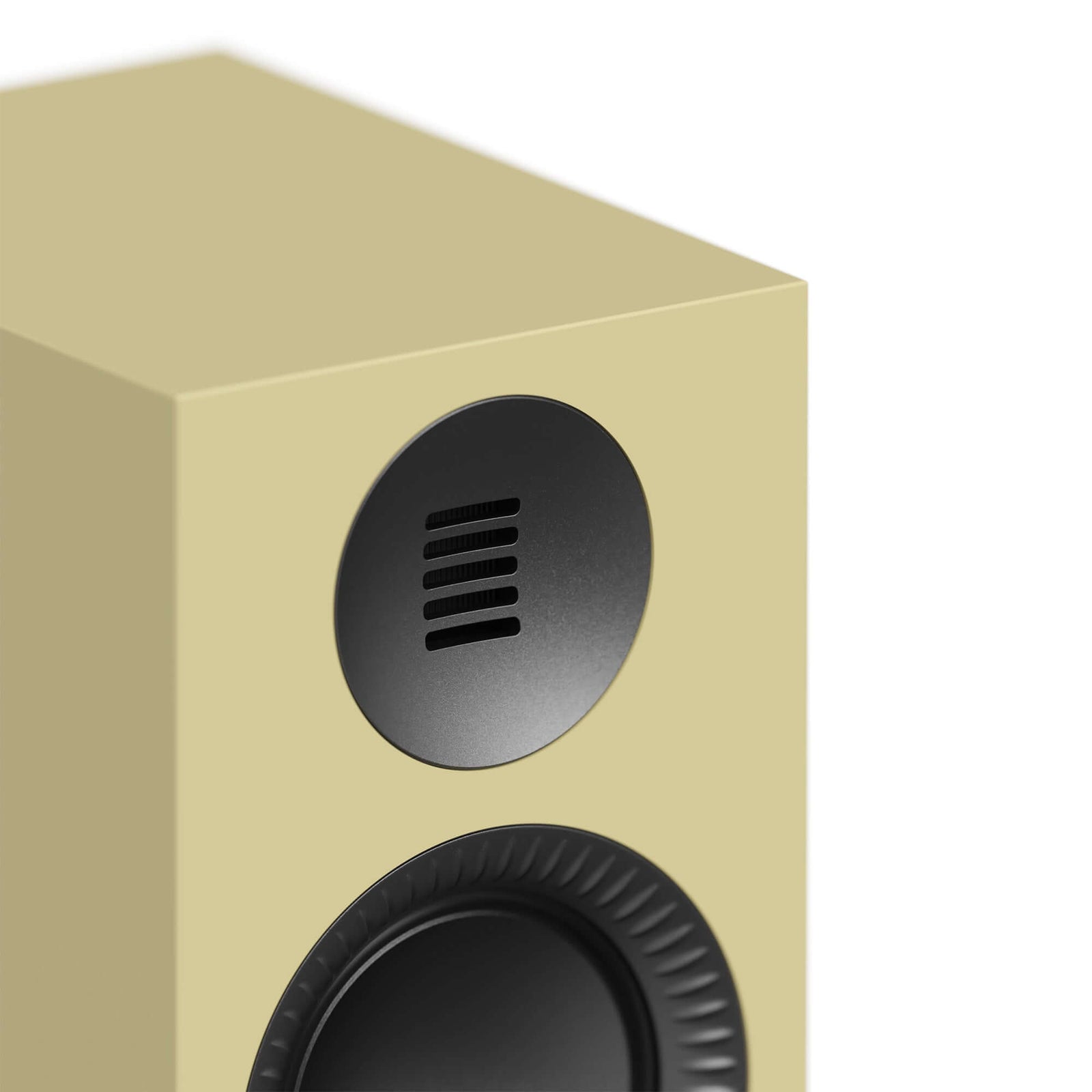 Close-up of Kanto TUK G2 Powered Bookshelf Speakers with Bluetooth 5.4, Dual RCA and USB-C Inputs (Pair) design.