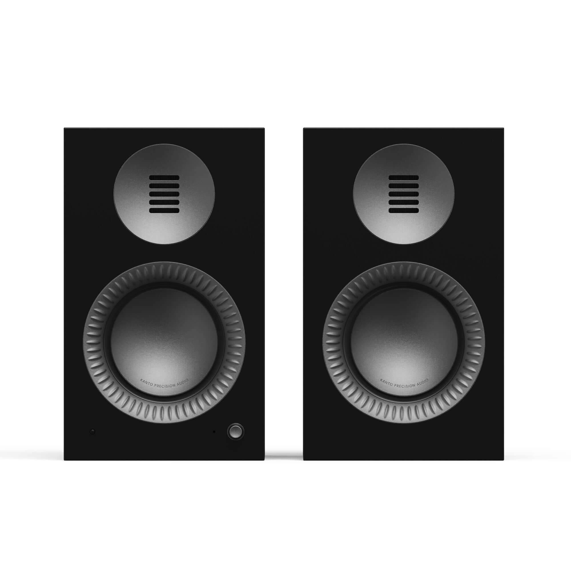 Kanto TUK G2 Powered Bookshelf Speakers with Bluetooth 5.4, Dual RCA and USB-C Inputs (Pair) shown in black.