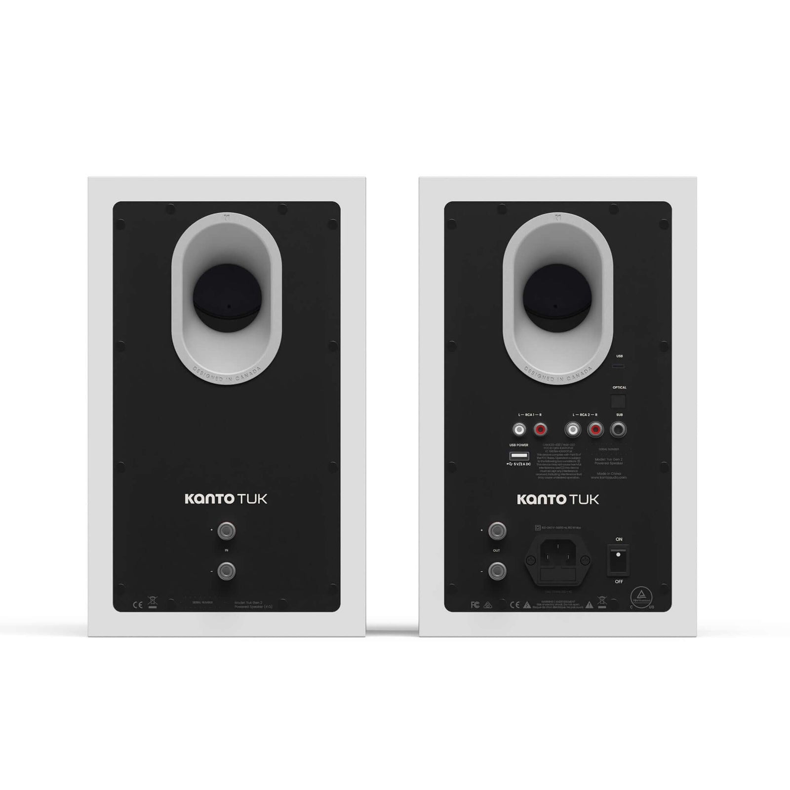 Kanto TUK G2 Powered Bookshelf Speakers with Bluetooth 5.4, Dual RCA and USB-C Inputs (Pair) back view