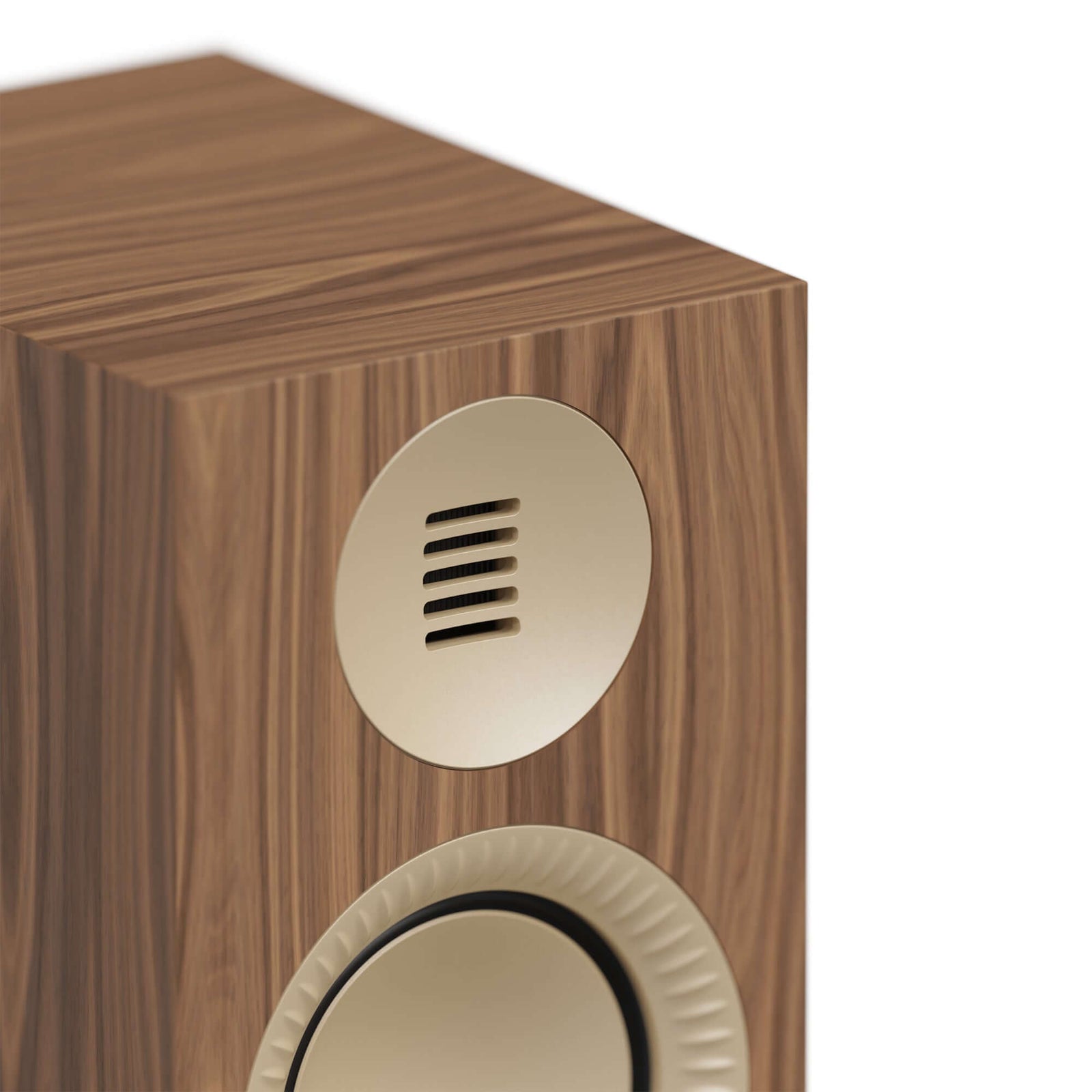 Kanto TUK G2 Powered Bookshelf Speakers with Bluetooth 5.4, Dual RCA and USB-C Inputs (Pair) close-up of speaker design
