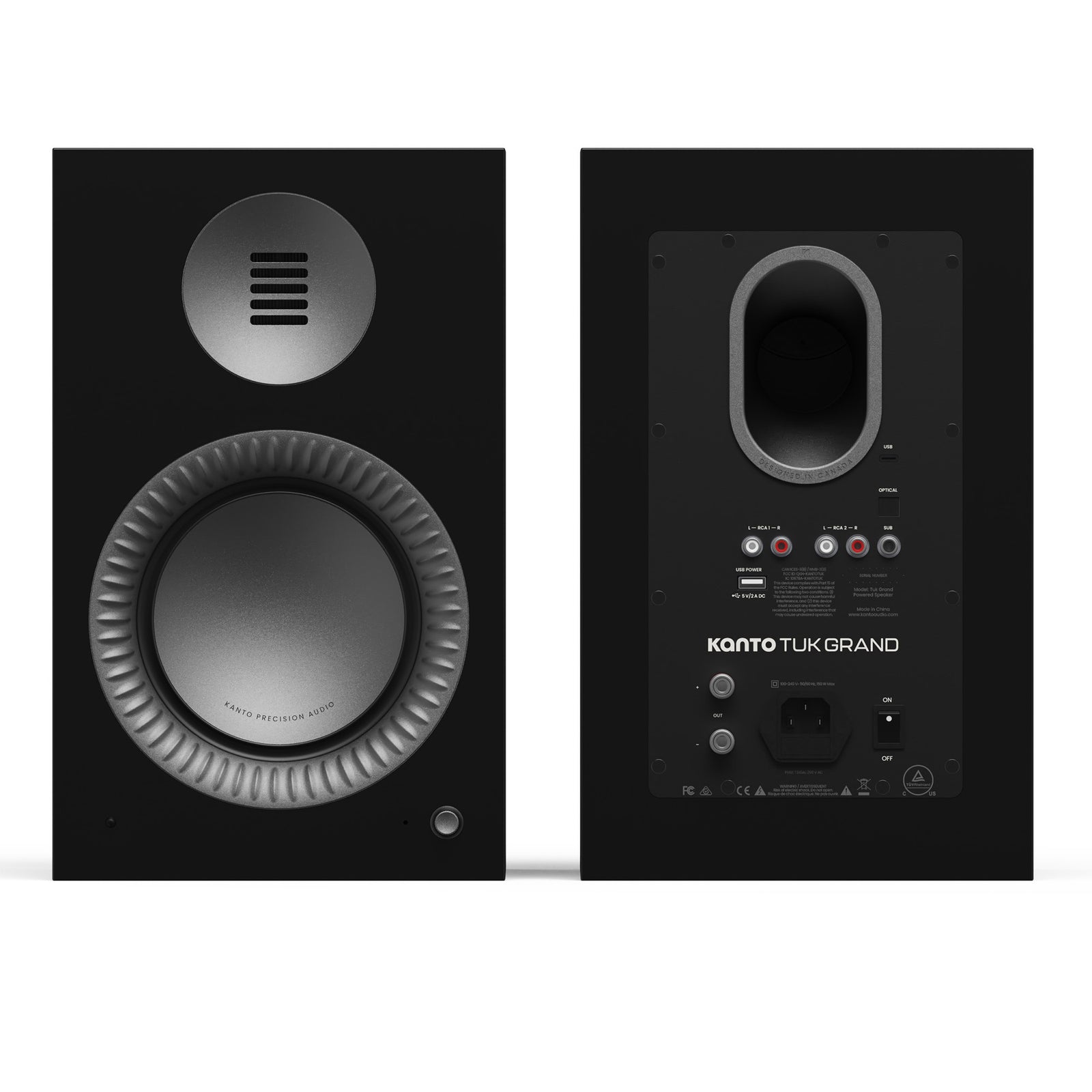 Kanto TUK Grand G2 Powered Bookshelf Speakers with Bluetooth 5.4, Dual RCA and USB-C Inputs (Pair)