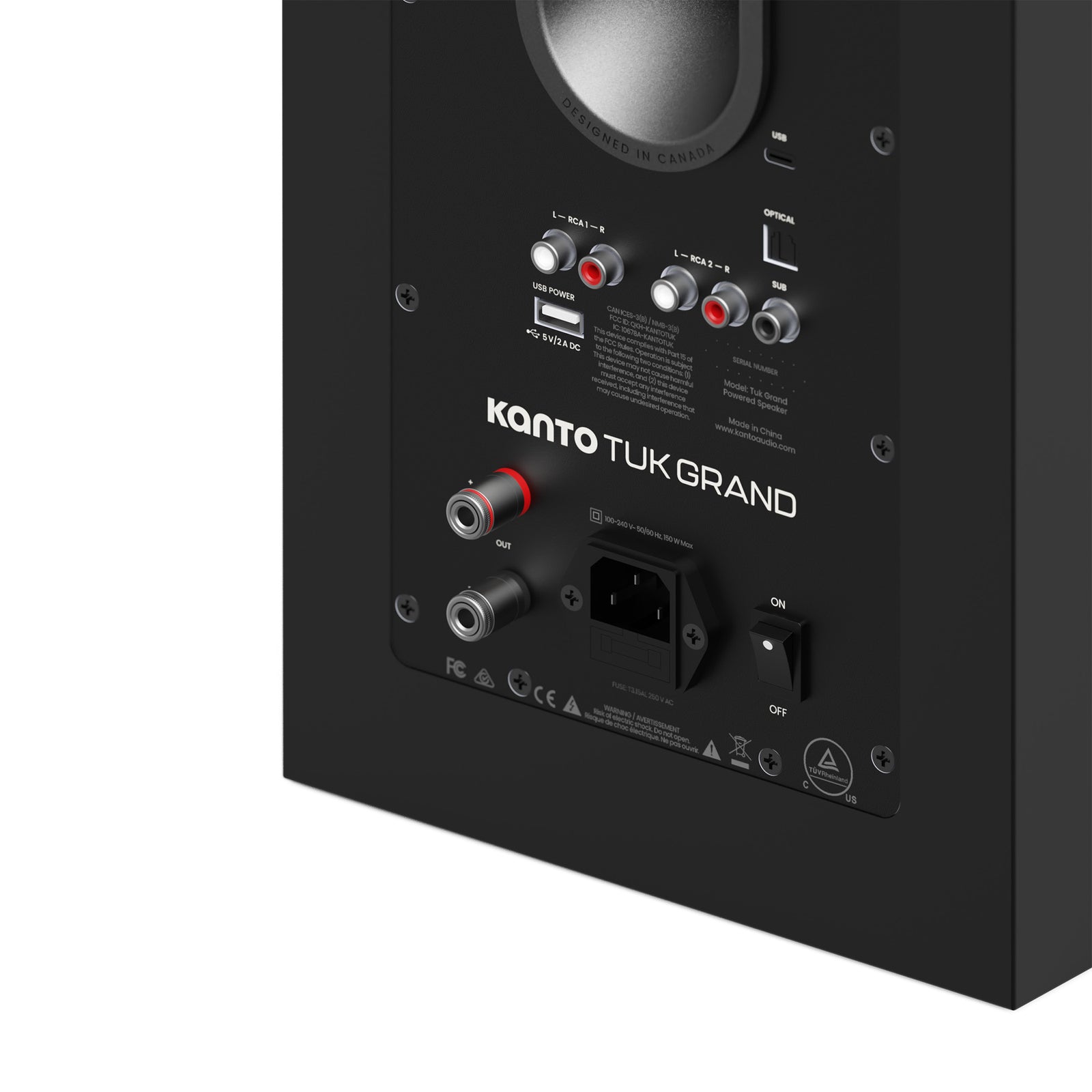 Kanto TUK Grand G2 Powered Bookshelf Speakers with Bluetooth 5.4, Dual RCA and USB-C Inputs (Pair)