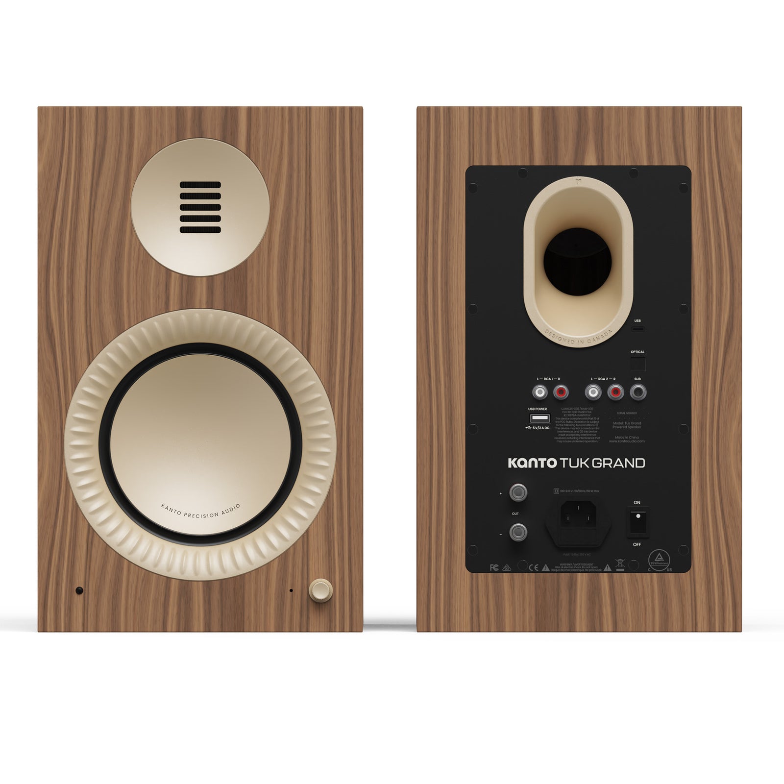 Kanto TUK Grand G2 Powered Bookshelf Speakers with Bluetooth 5.4, Dual RCA and USB-C Inputs (Pair)