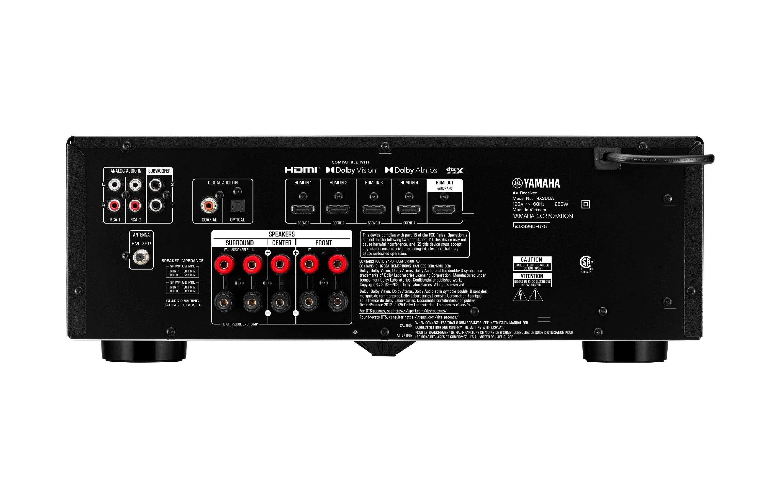 Yamaha RX300A 5.2 Channel 8K A/V Receiver with Dolby Atmos and Bluetooth Multipoint - Safe and Sound HQ
