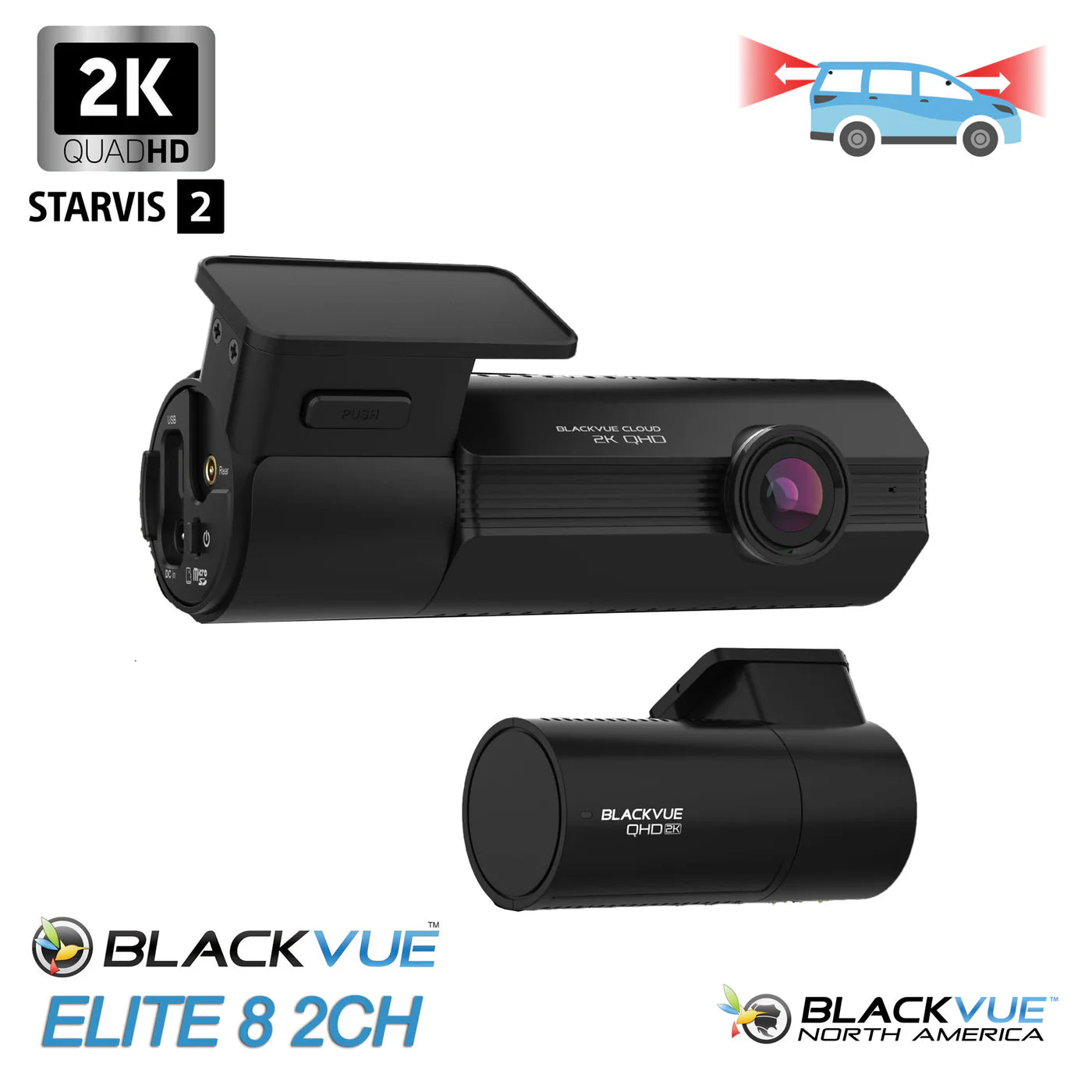BlackVue Elite 8 2 Channel Front and Rear 2K QHD Dash Cam - Safe and Sound HQ