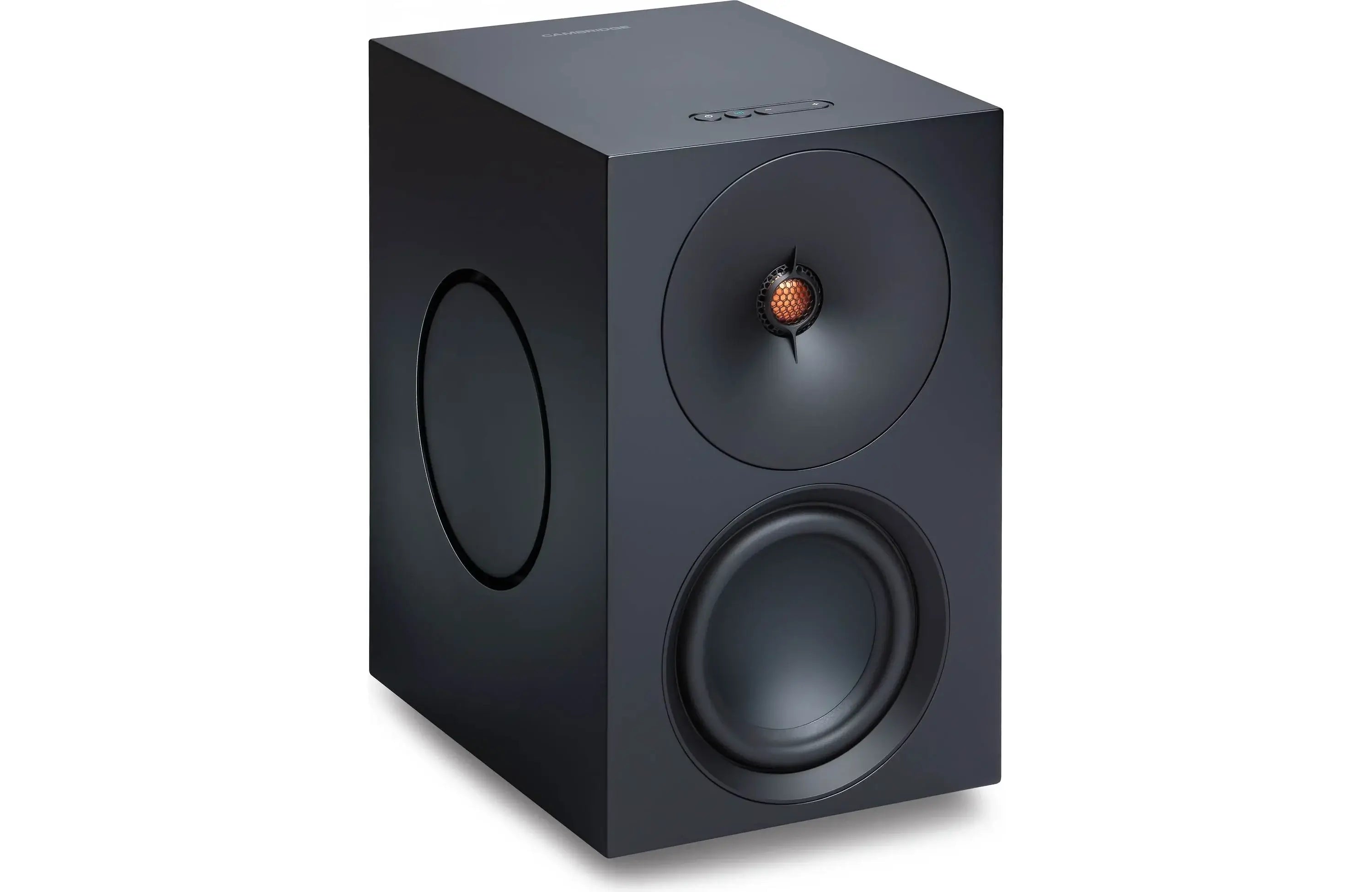 Cambridge Audio L/R X Powered Bookshelf Speakers with Built-in DAC, Wi-Fi, and Bluetooth (Pair) - compact design, dynamic sound.