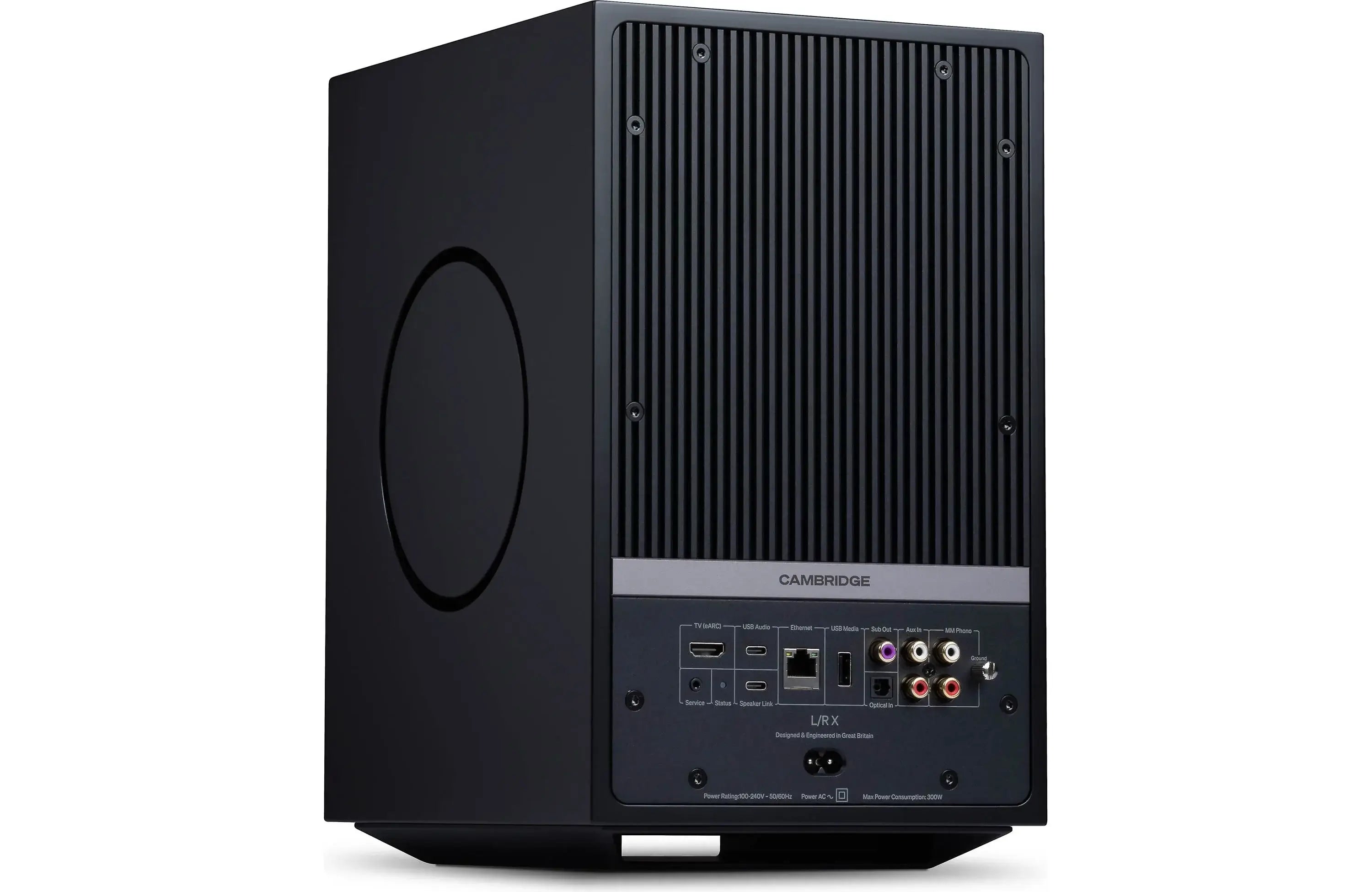 Cambridge Audio L/R X Powered Bookshelf Speakers with Built-in DAC, Wi-Fi, and Bluetooth (Pair) rear panel connectivity.