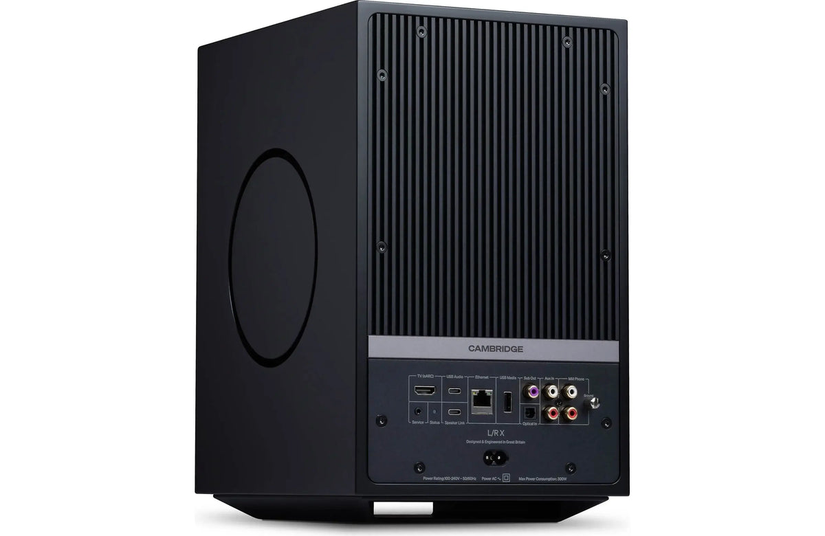 Cambridge Audio L/R X Powered Bookshelf Speakers with Built-in DAC, Wi-Fi, and Bluetooth (Pair) rear panel connectivity.