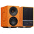 Cambridge Audio L/R X Powered Bookshelf Speakers with Built-in DAC, Wi-Fi, and Bluetooth (Pair) in vibrant orange color.