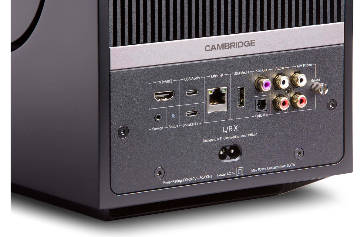 Cambridge Audio L/R X Powered Bookshelf Speakers with Built-in DAC, Wi-Fi, and Bluetooth (Pair) back panel connections