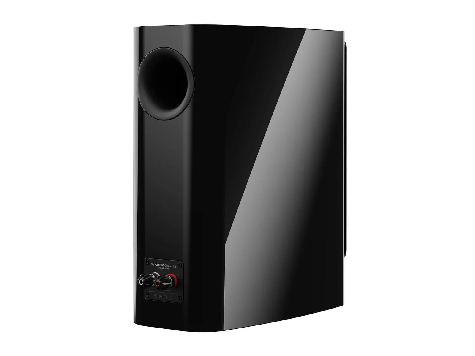 Dynaudio Contour 20 Dark Star Black Edition Bookshelf Monitor Speaker (Pair) side view showcasing sleek design.