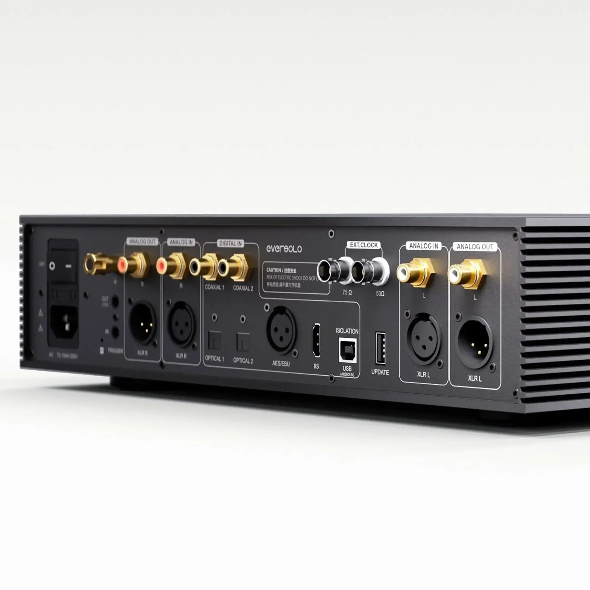 EverSolo DAC-Z10 Flagship Hi-Fi Digital to Analog Converter back panel ports and connections.