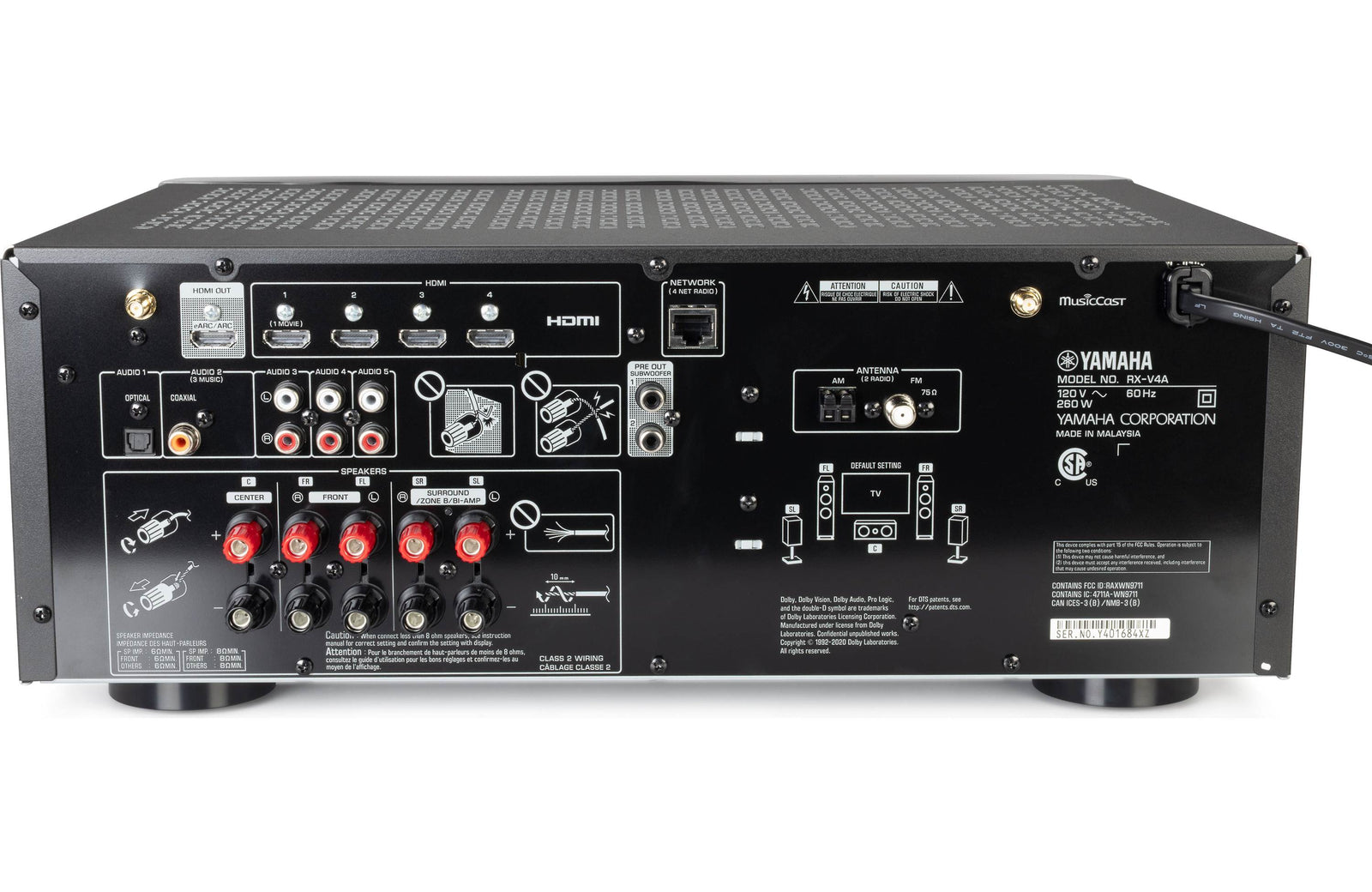 Martin Logan Motion 2i Speakers and Motion 6i Center Refurbished, Dynamo 600X Subwoofer and Yamaha RX-V4A 5.1 Speaker Bundle - Safe and Sound HQ