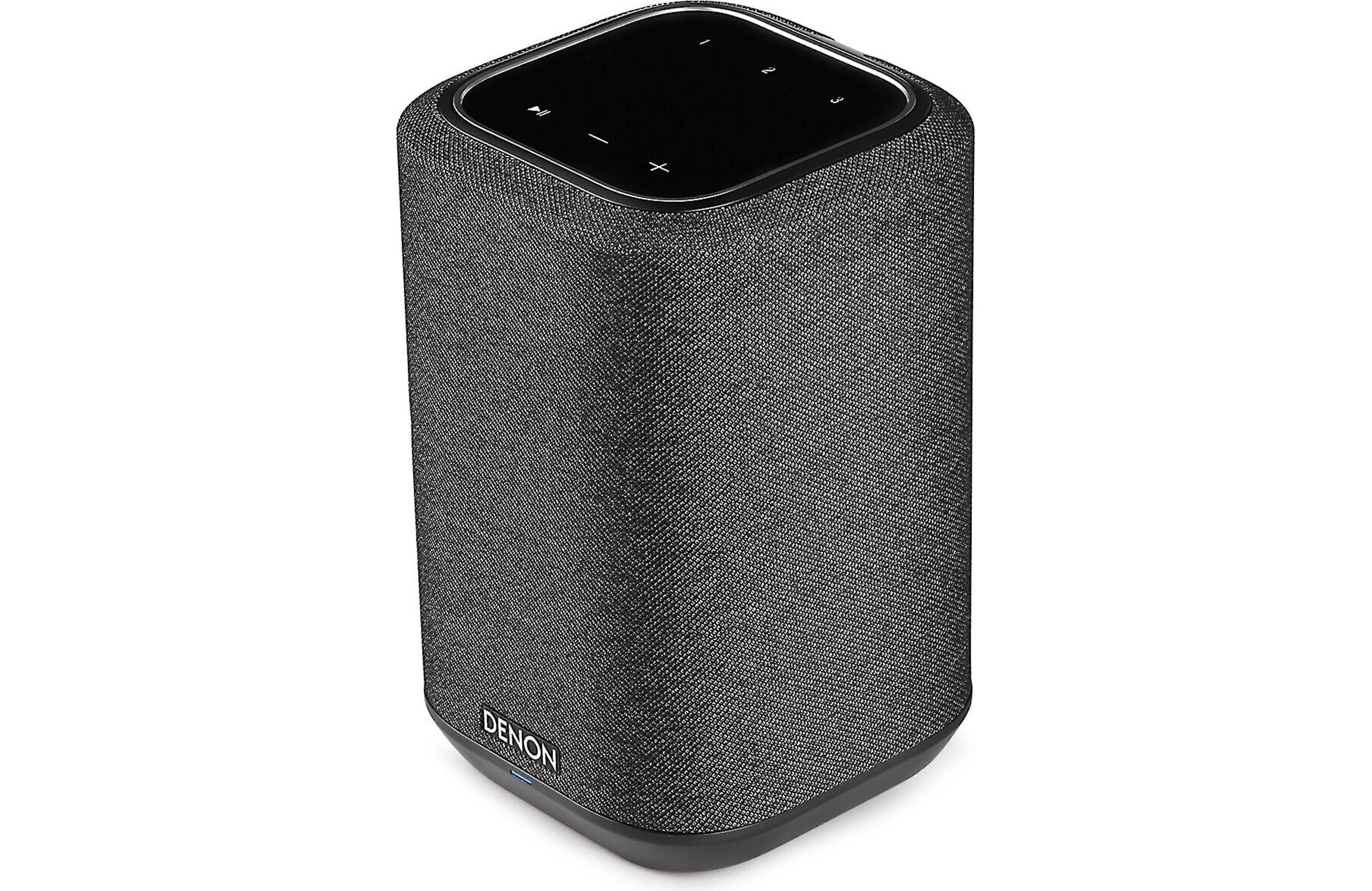 Denon Home 150 Wireless Speaker (Each) in sleek black fabric design, featuring touch controls on top.
