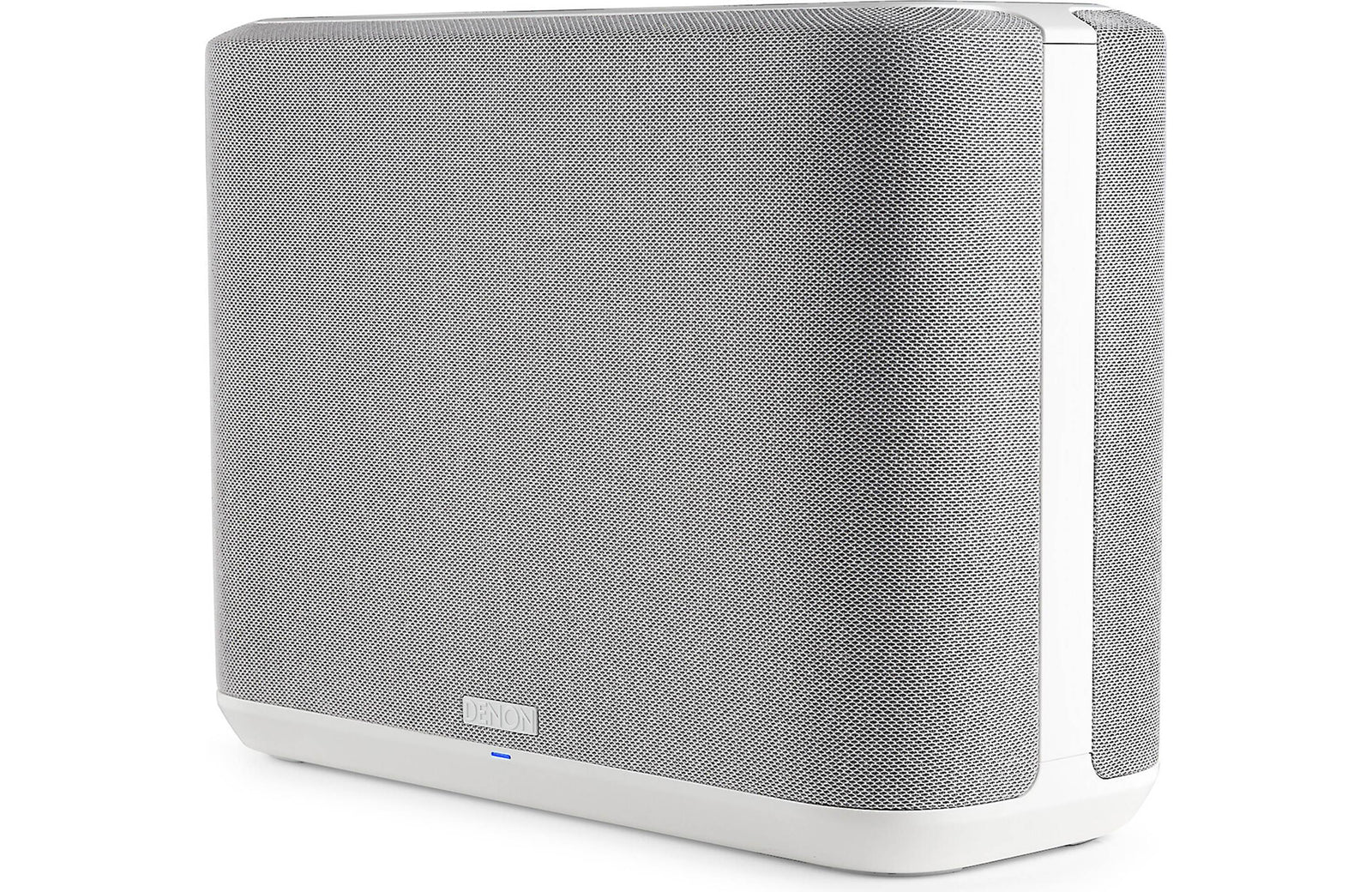 Denon Home 250 Wireless Speaker (Each) in gray fabric design showcasing its sleek and modern aesthetics.