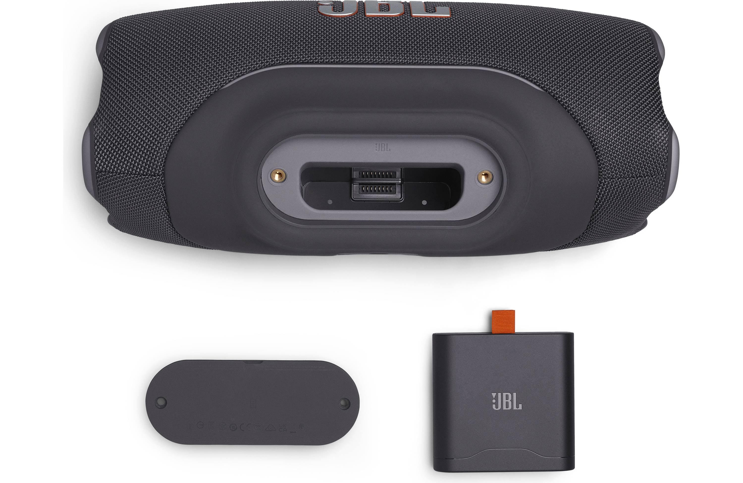 JBL Xtreme 5 Portable Waterproof Bluetooth Speaker (Each) with accessories and charging port.