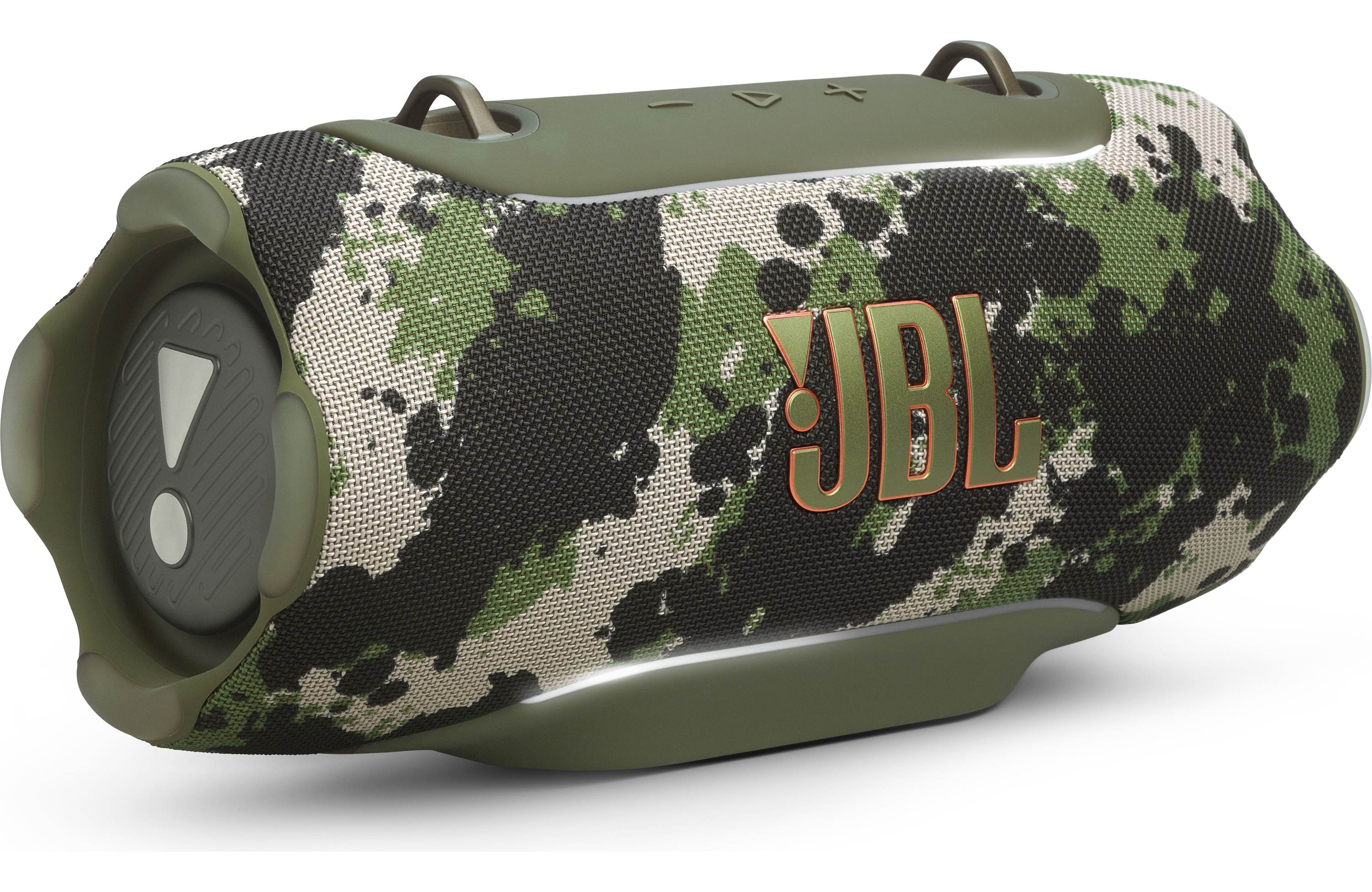 JBL Xtreme 5 Portable Waterproof Bluetooth Speaker (Each) in camouflage design with controls on top.