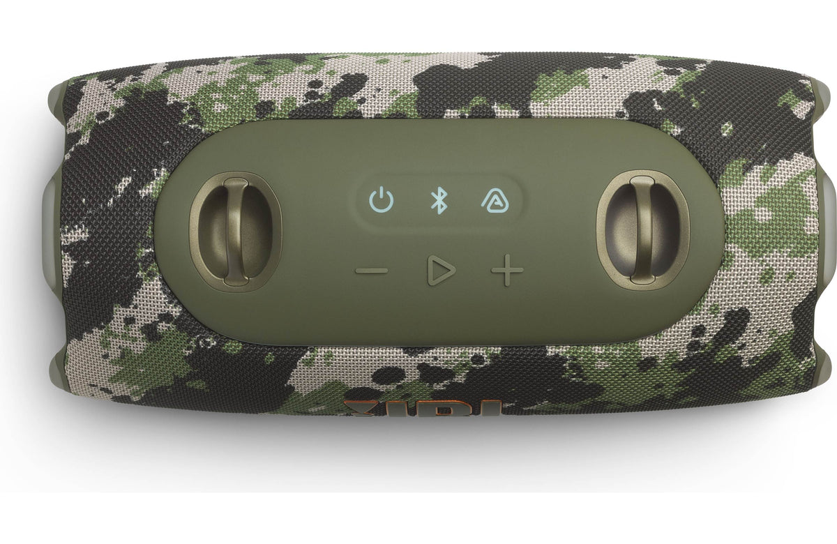 JBL Xtreme 5 Portable Waterproof Bluetooth Speaker (Each) with camouflage design and control buttons on top.