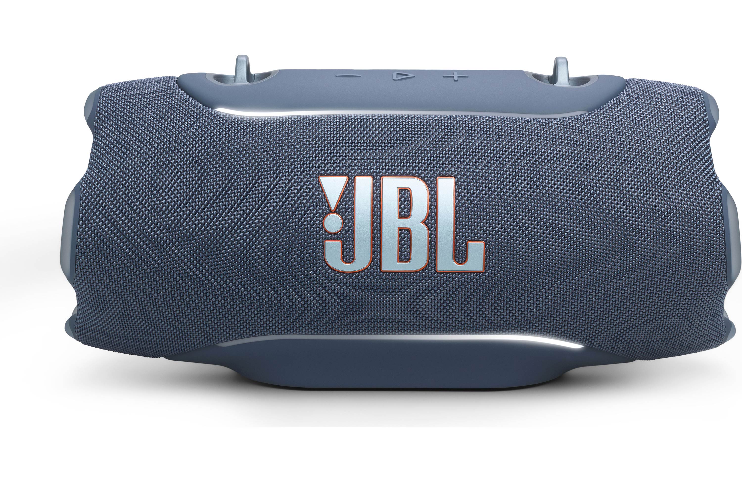 JBL Xtreme 5 Portable Waterproof Bluetooth Speaker (Each) in blue color with controls on top.