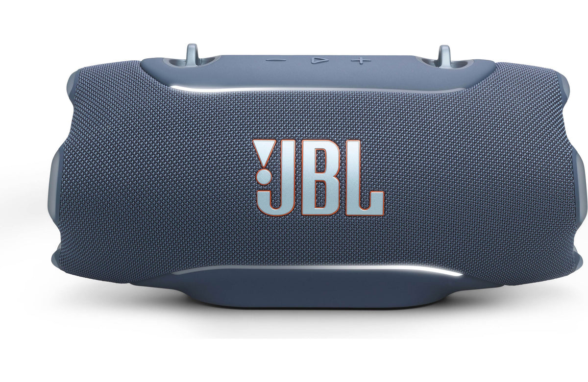 JBL Xtreme 5 Portable Waterproof Bluetooth Speaker (Each) in blue color with controls on top.