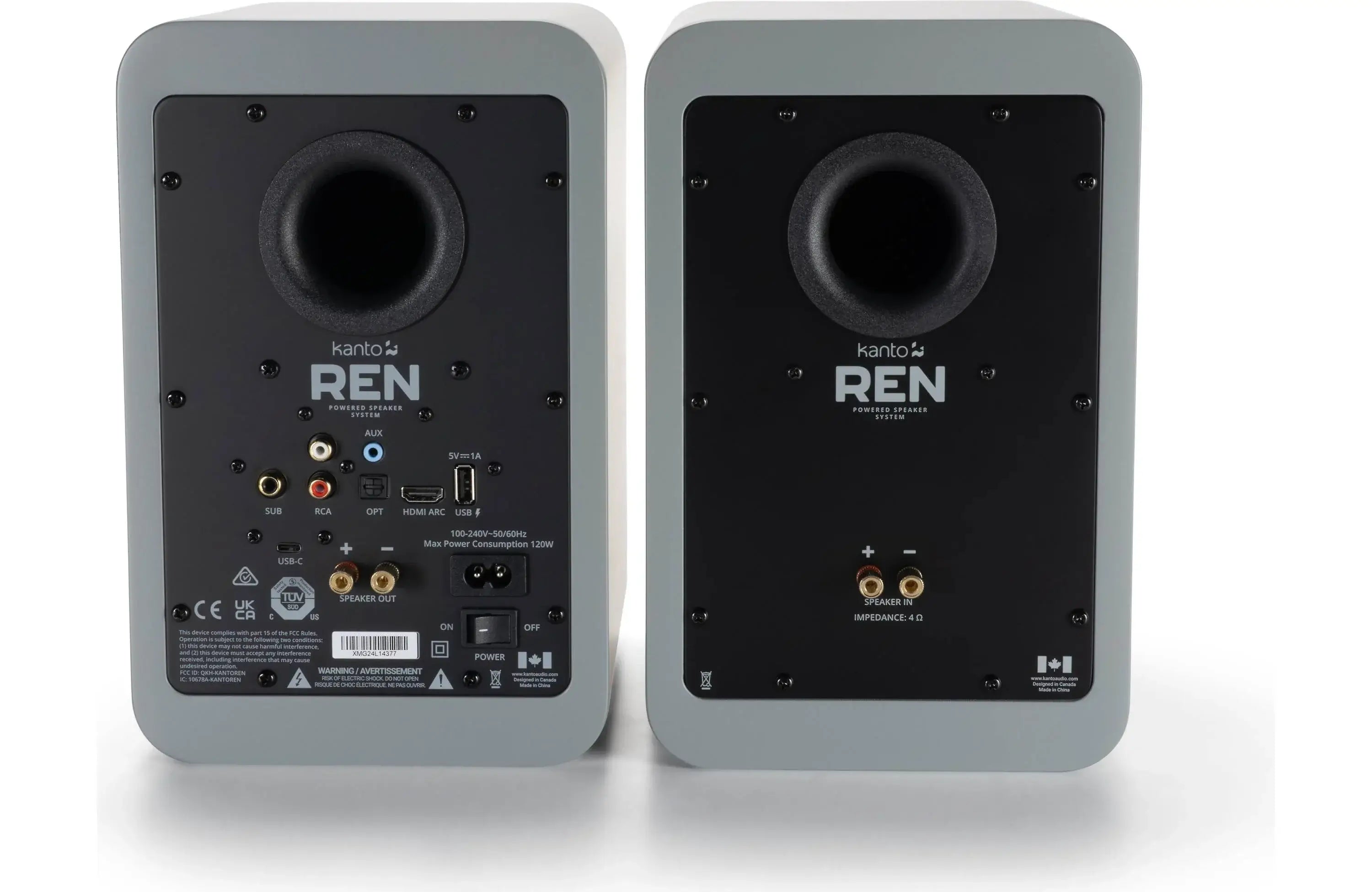 Kanto REN Powered Bookshelf Speakers with HDMI ARC, USB-C, and Bluetooth 5.3 (Pair) - Safe and Sound HQ