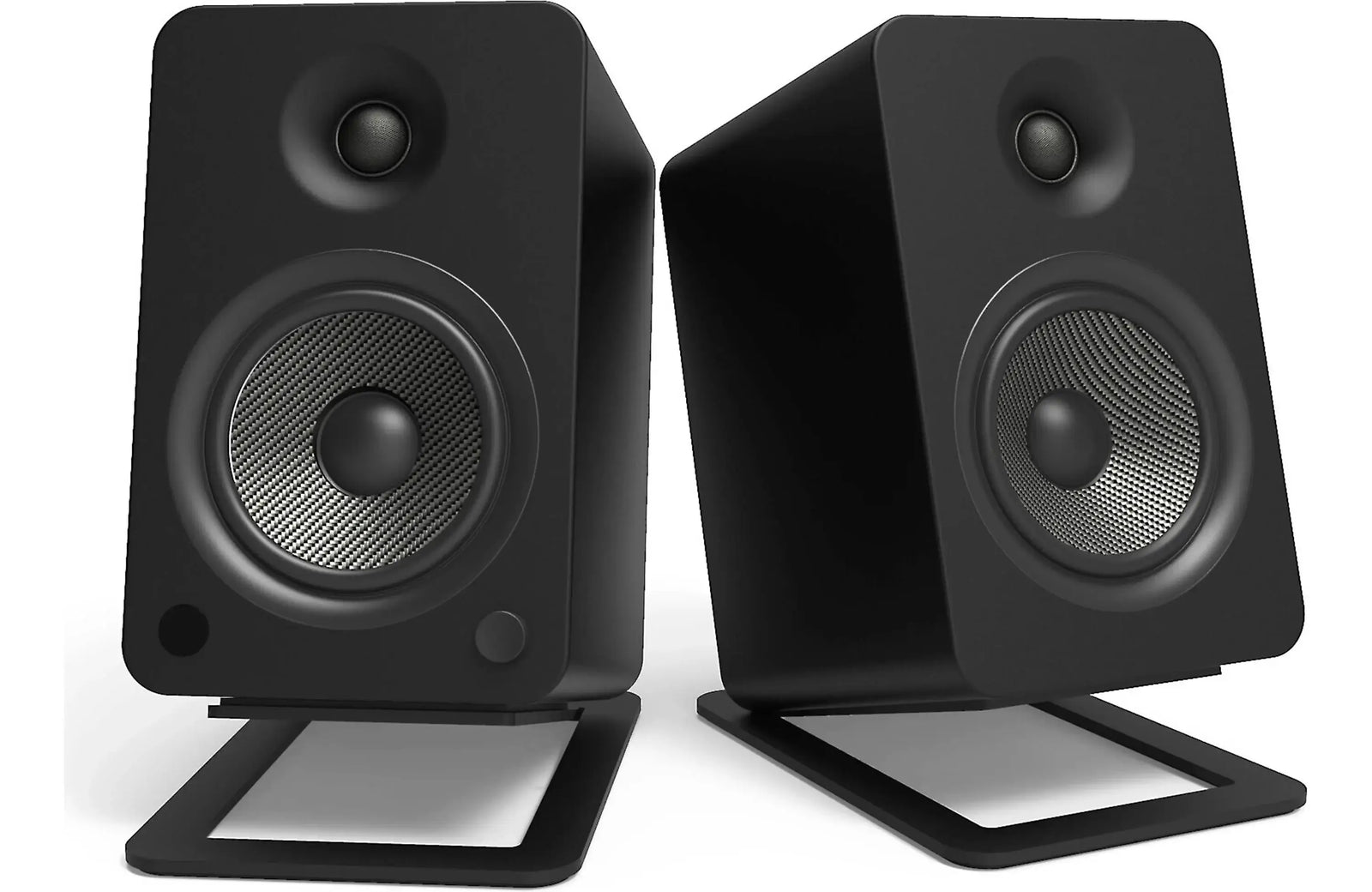 Kanto S6 Desktop Speaker Stands for Kanto YU6 and TUK Speaker (Pair) displaying a low-profile angle with foam padding.