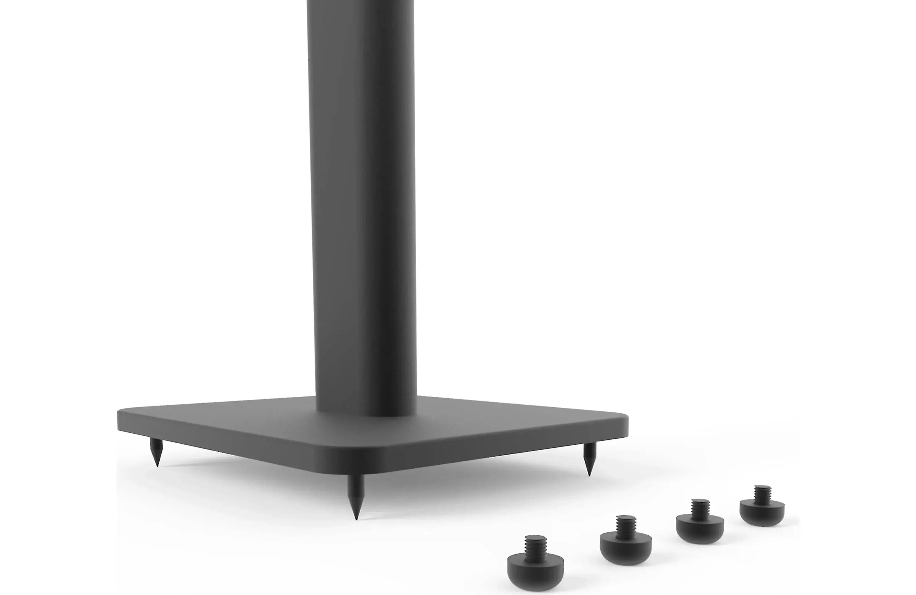 Kanto SP26 26" Bookshelf Speaker Swiveling Floor Stand (Pair) base with adjustable feet for stability.