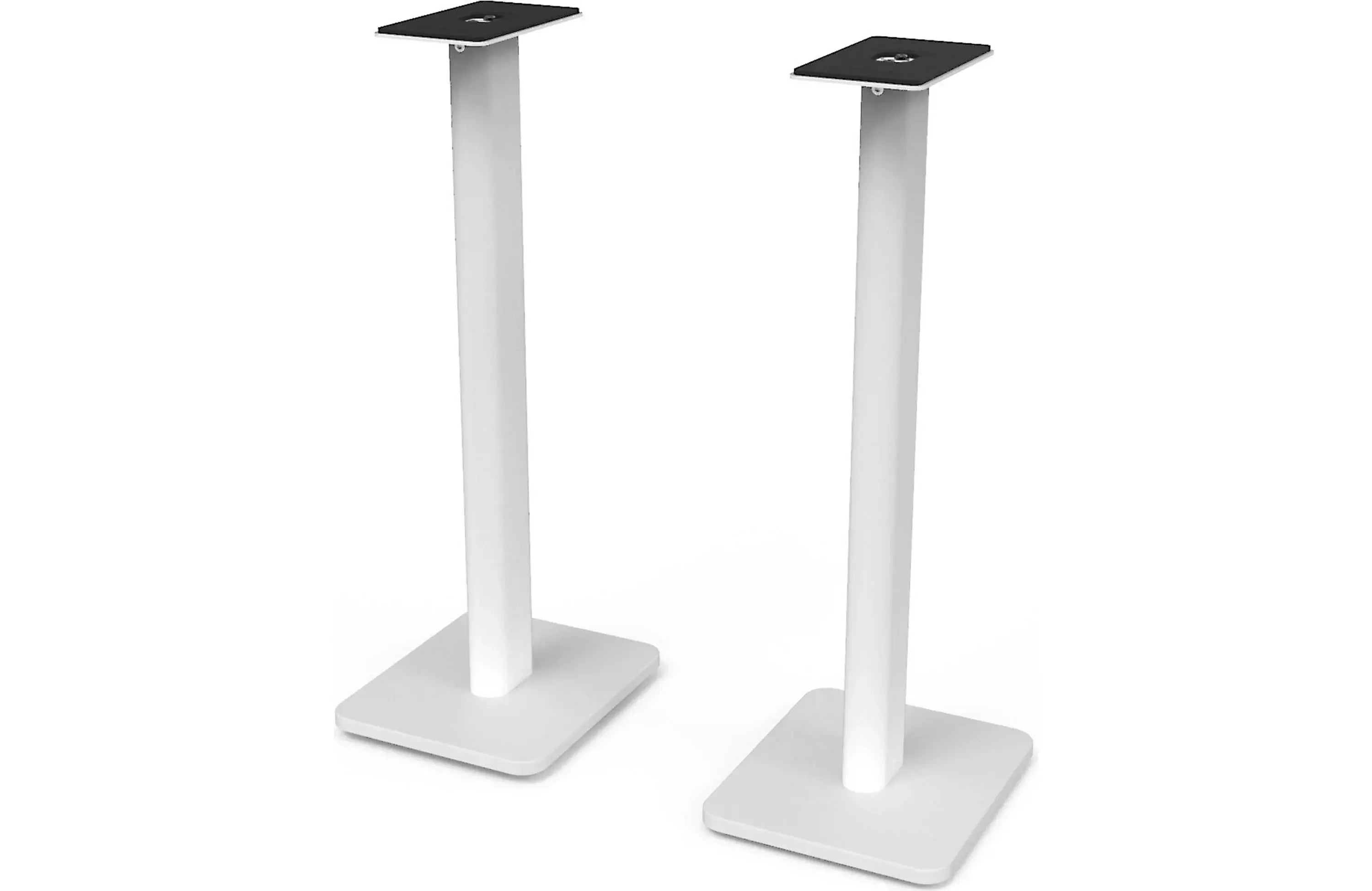 Kanto SP26 26" Bookshelf Speaker Swiveling Floor Stand (Pair) in white with rotating top plates.