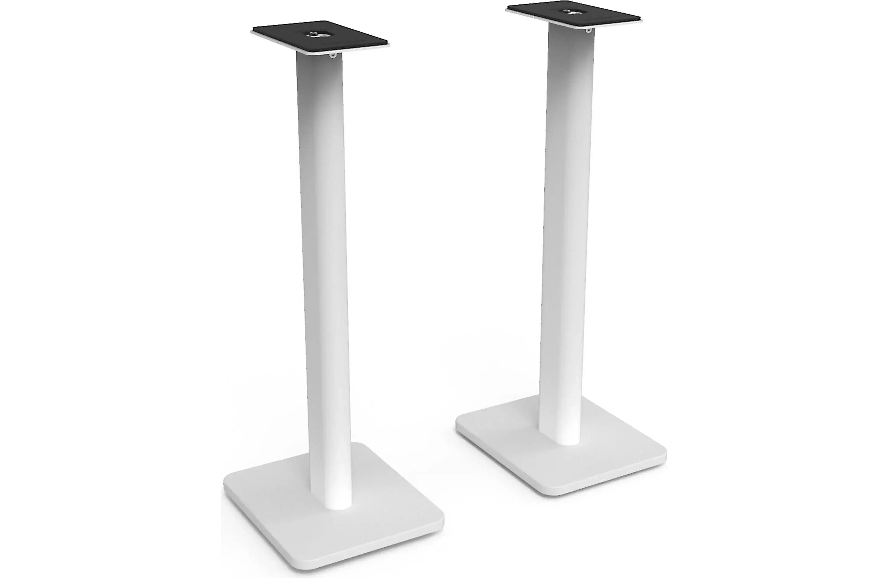 Kanto SP26 26" Bookshelf Speaker Swiveling Floor Stand (Pair) with low-profile design in white and black finish.