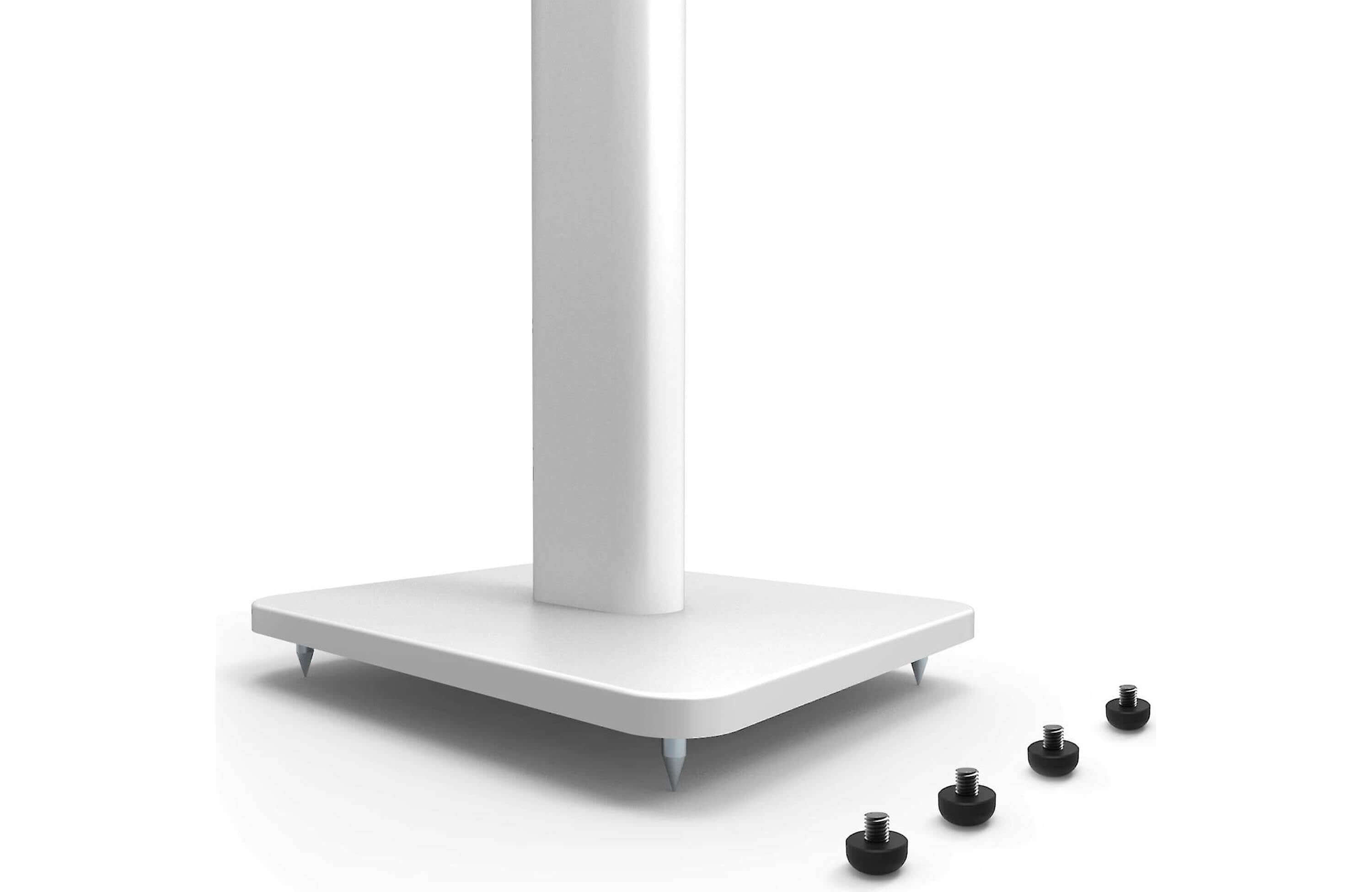 Kanto SP26 26" Bookshelf Speaker Swiveling Floor Stand (Pair) base with adjustable feet and cable management design.