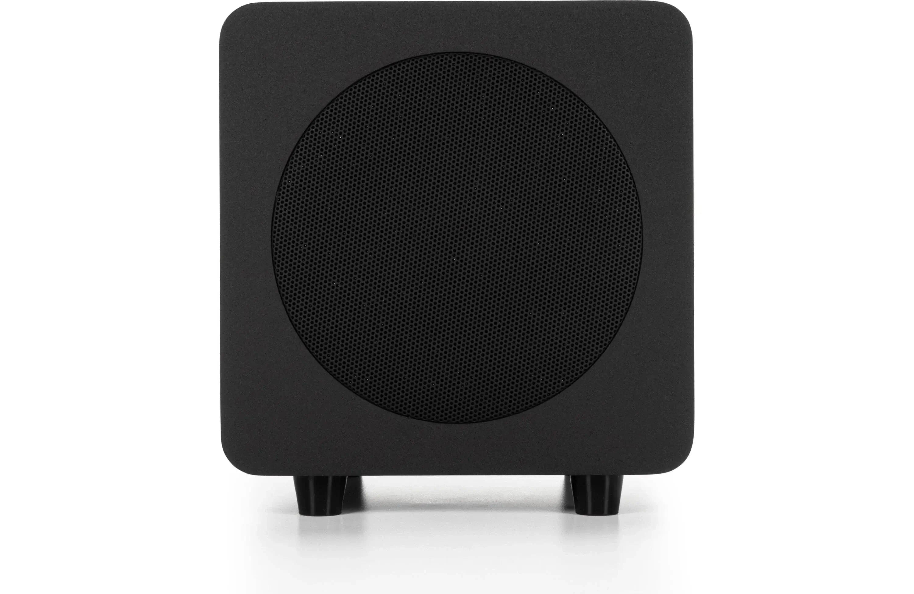 Kanto SUB6 Compact 6" Sealed Powered Subwoofer front view with black finish and mesh grille.