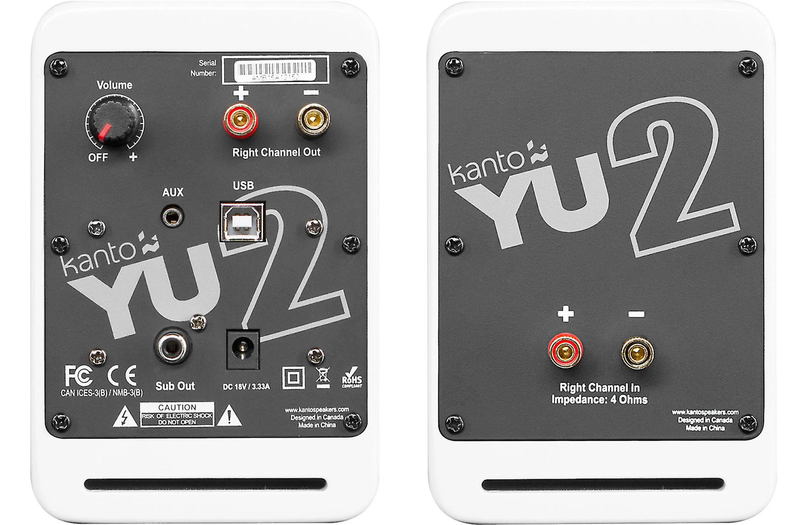 Kanto YU2 Powered Desktop Speakers with AUX and USB Inputs (Pair)