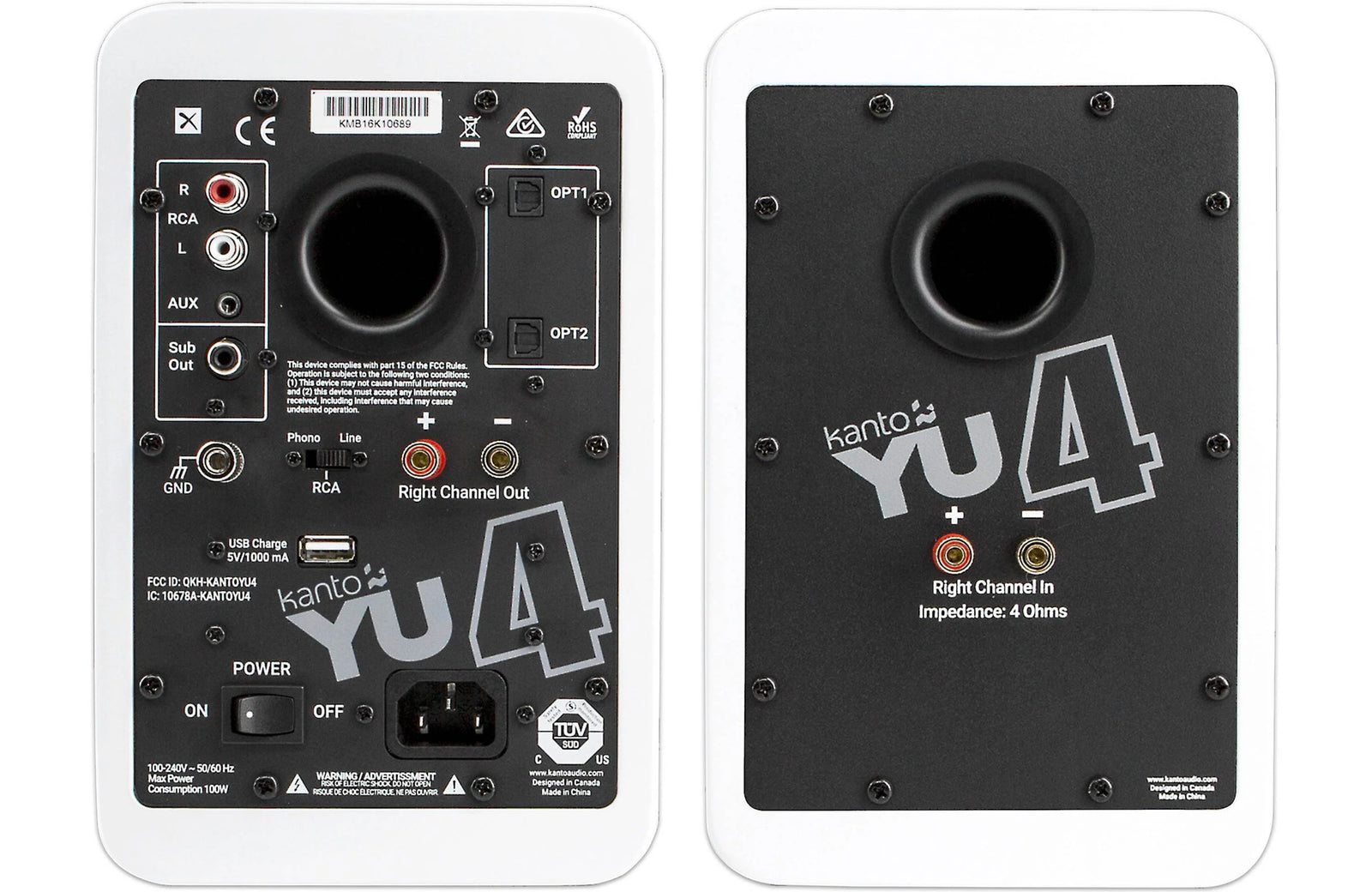 Kanto YU4 Powered Bookshelf Speakers with Bluetooth and Phono  Preamp (Pair)