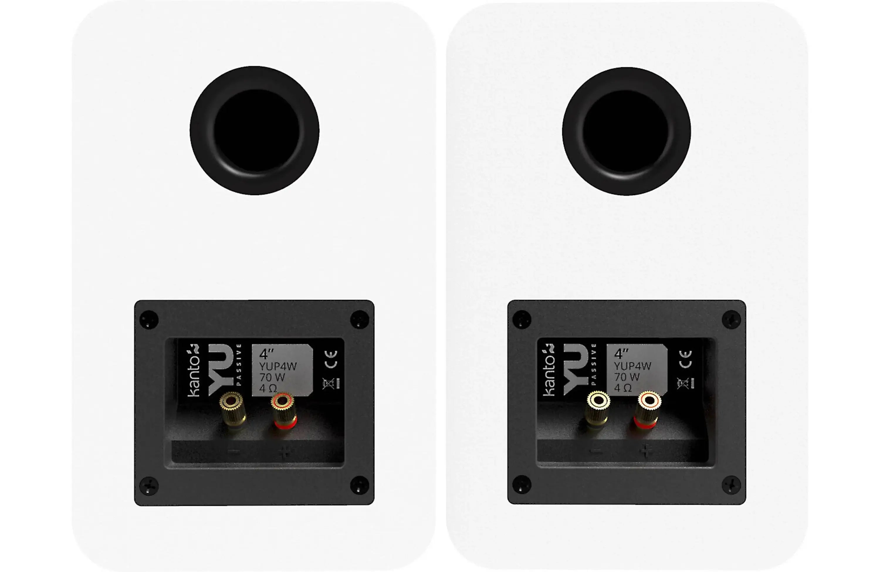 Kanto YUP4 Passive Bookshelf Speakers (Pair) back view showing connections and ports.