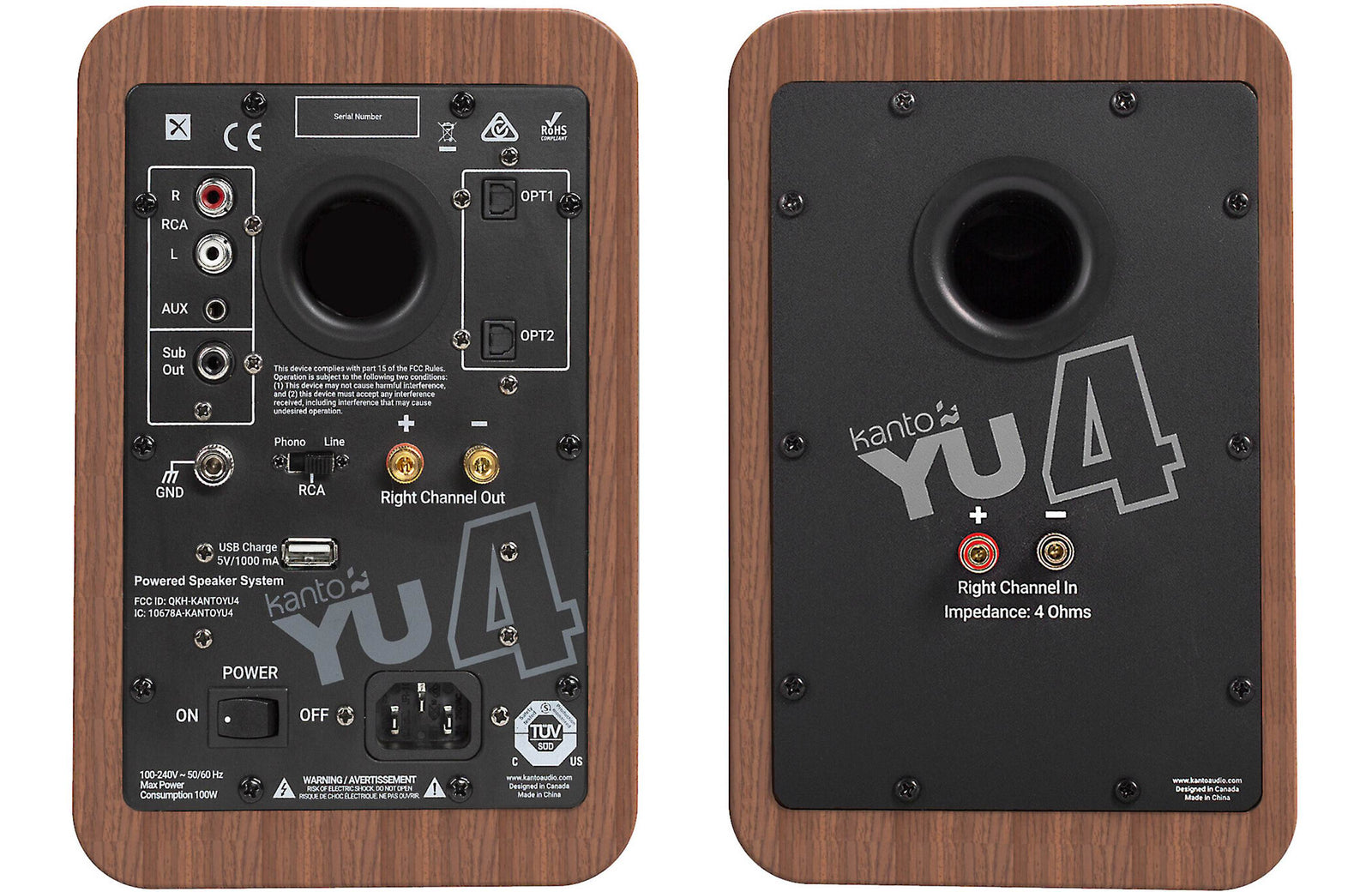 Kanto YU4 Powered Bookshelf Speakers with Bluetooth and Phono  Preamp (Pair)