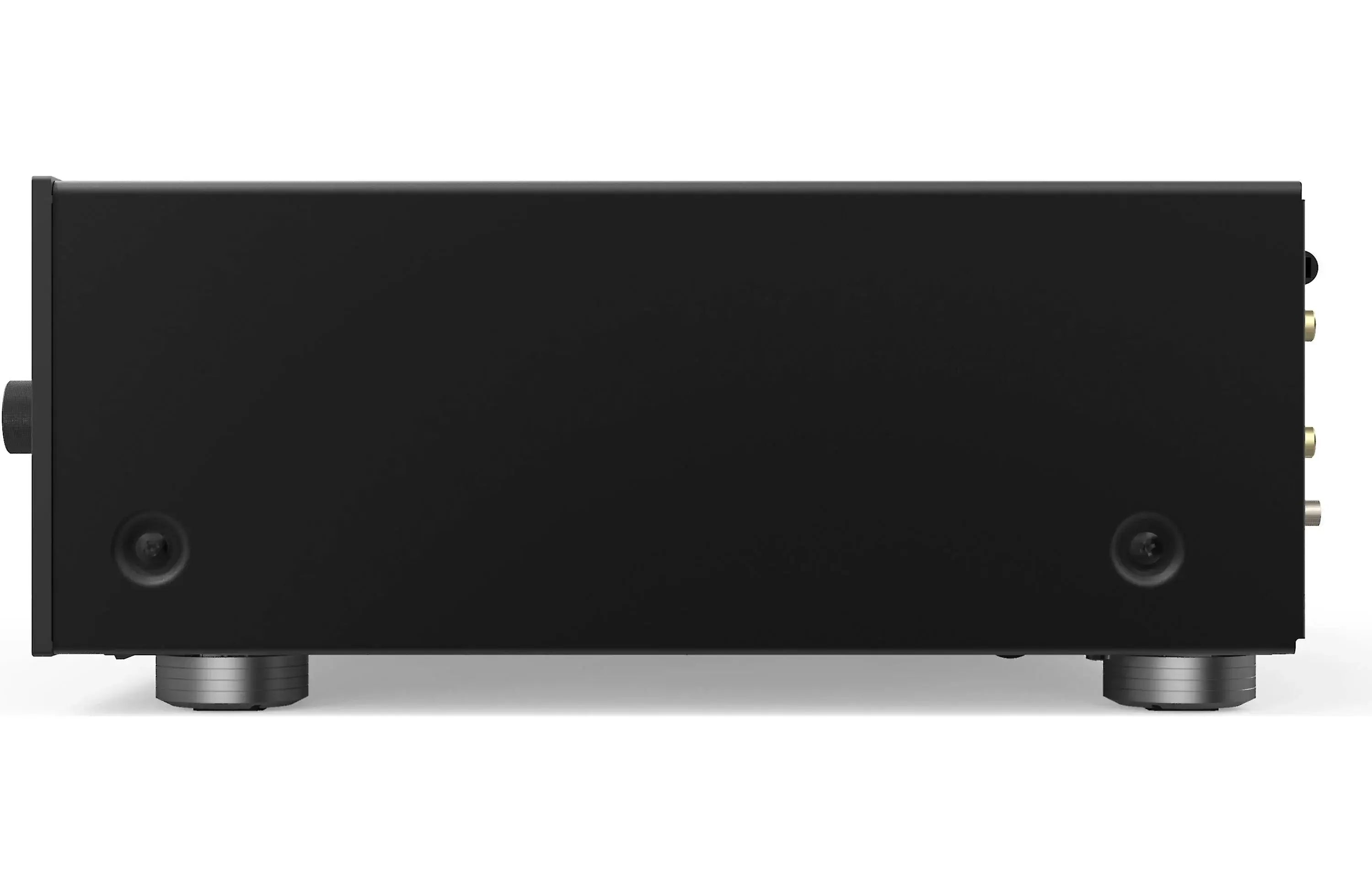 Onkyo A-50 Icon Series Integrated Amplifier with Wi-Fi, Bluetooth, Google Cast, and Apply Airplay 2 side view.