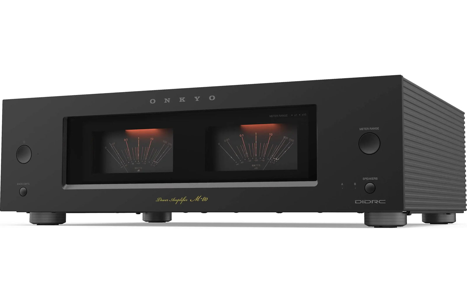 Onkyo M-80 Icon Series Stereo Power Amplifier with dual meters for audio performance