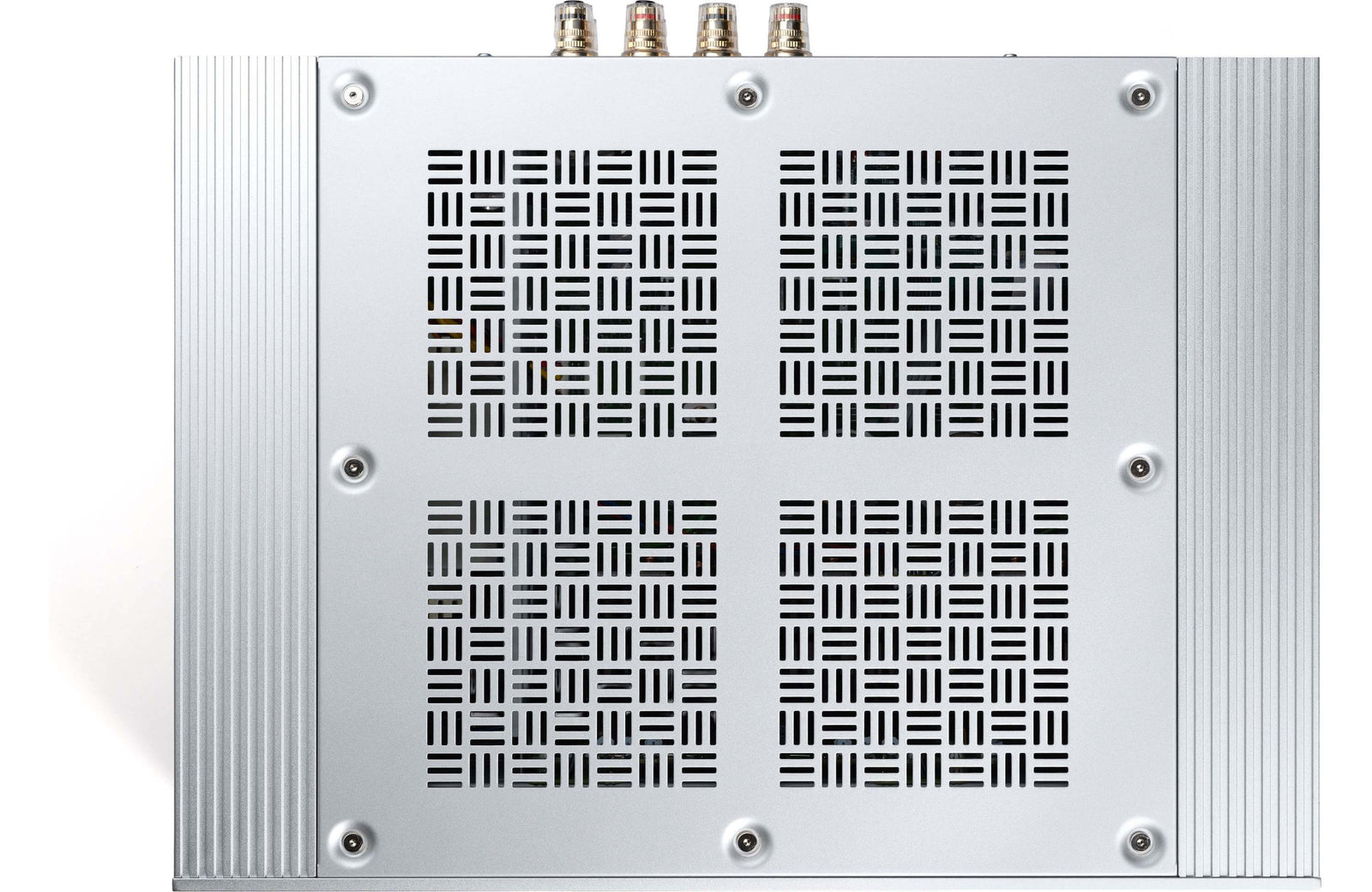 Back view of the Onkyo M-80 Icon Series Stereo Power Amplifier showcasing design and connectivity options.