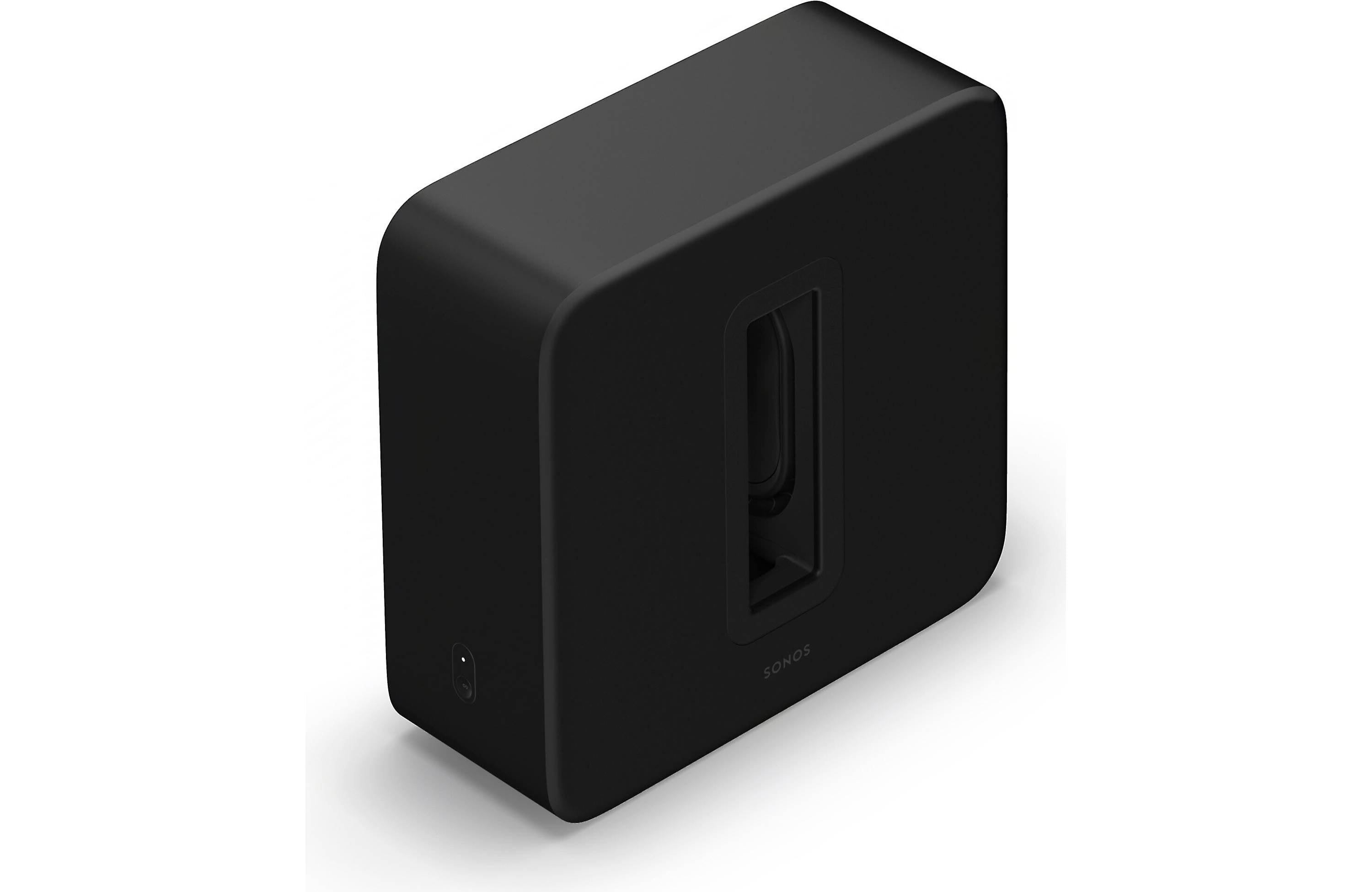 Sonos Sub 4 Premium Wireless Subwoofer in matte black finish, designed for powerful sound and minimal distortion.