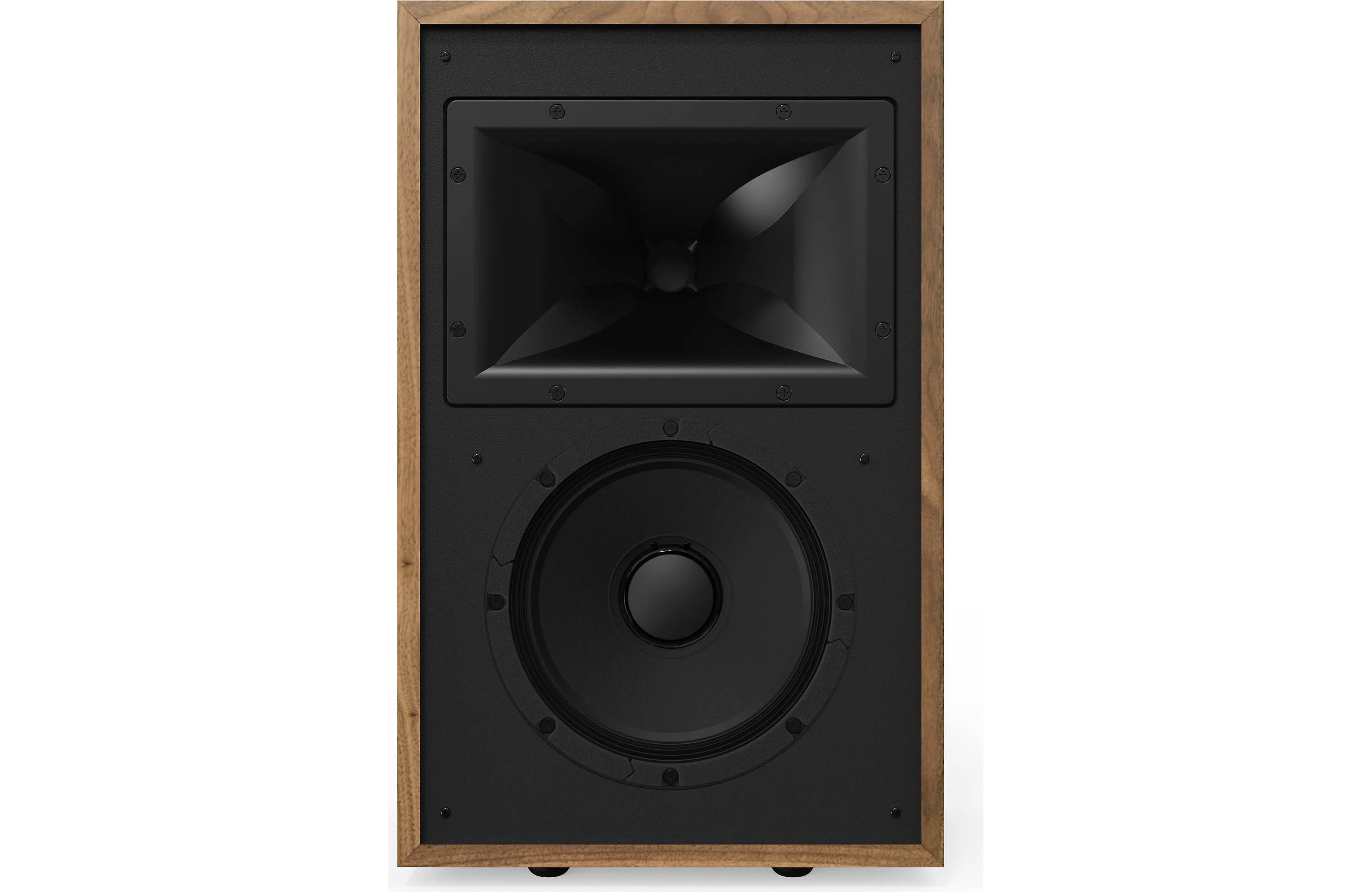 Klipsch Rebellion Premium Stand-Mount Bookshelf Speakers (Pair) front view showcasing design and craftsmanship.