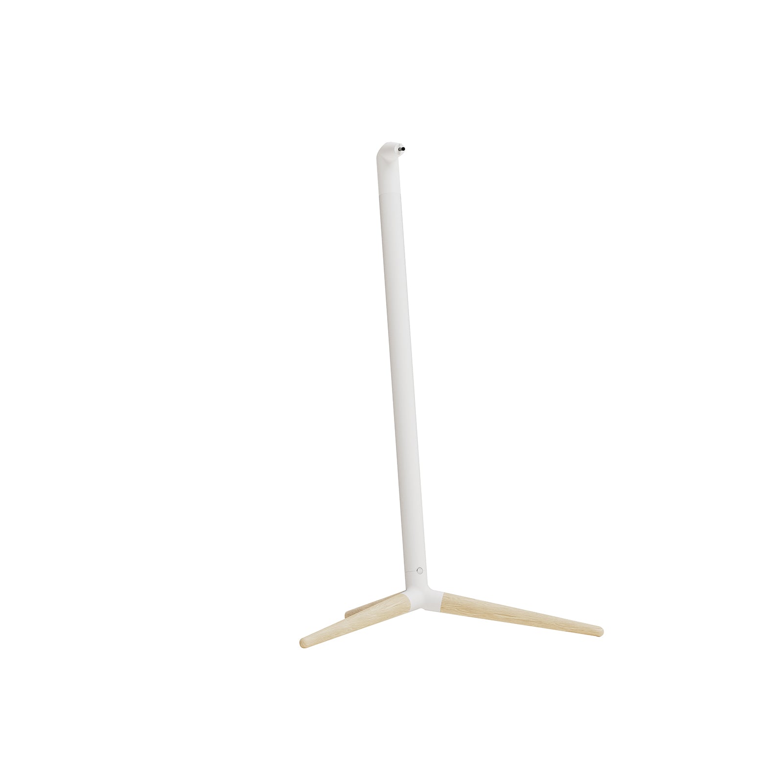 Monitor Audio Radius Floor Stands for Radius 1 4G and Radius 3 4G Speakers in white with wooden tripod legs.