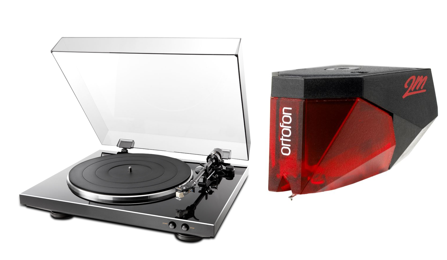 Denon DP-300F Turntable with Ortofon 2M Red Phono Cartridge Bundle