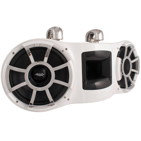 Wet Sounds REV 410 W-SC V2 Revolution Series Dual 10" White Tower Speaker with TC3 Swivel Clamps - Safe and Sound HQ